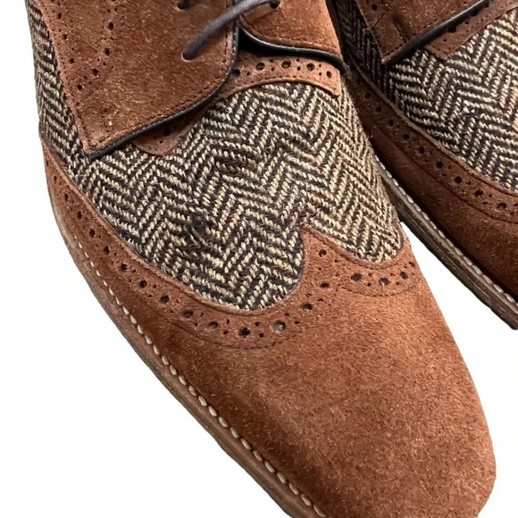Barker England Jackson Derby Dress Shoes Mens Size 8.5 Leather Tweed Brown - Picture 5 of 13